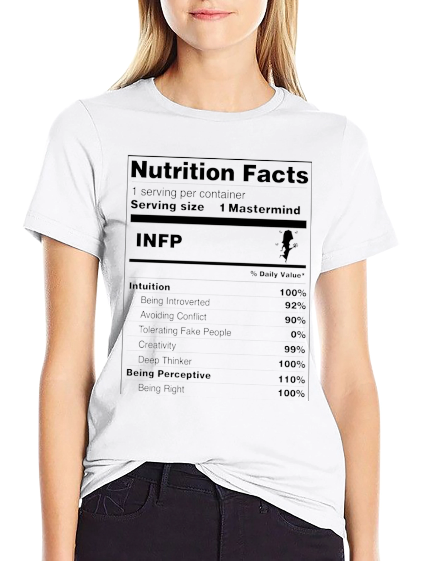 Black INFP Mastermind Nutrition Facts T-Shirt view 9