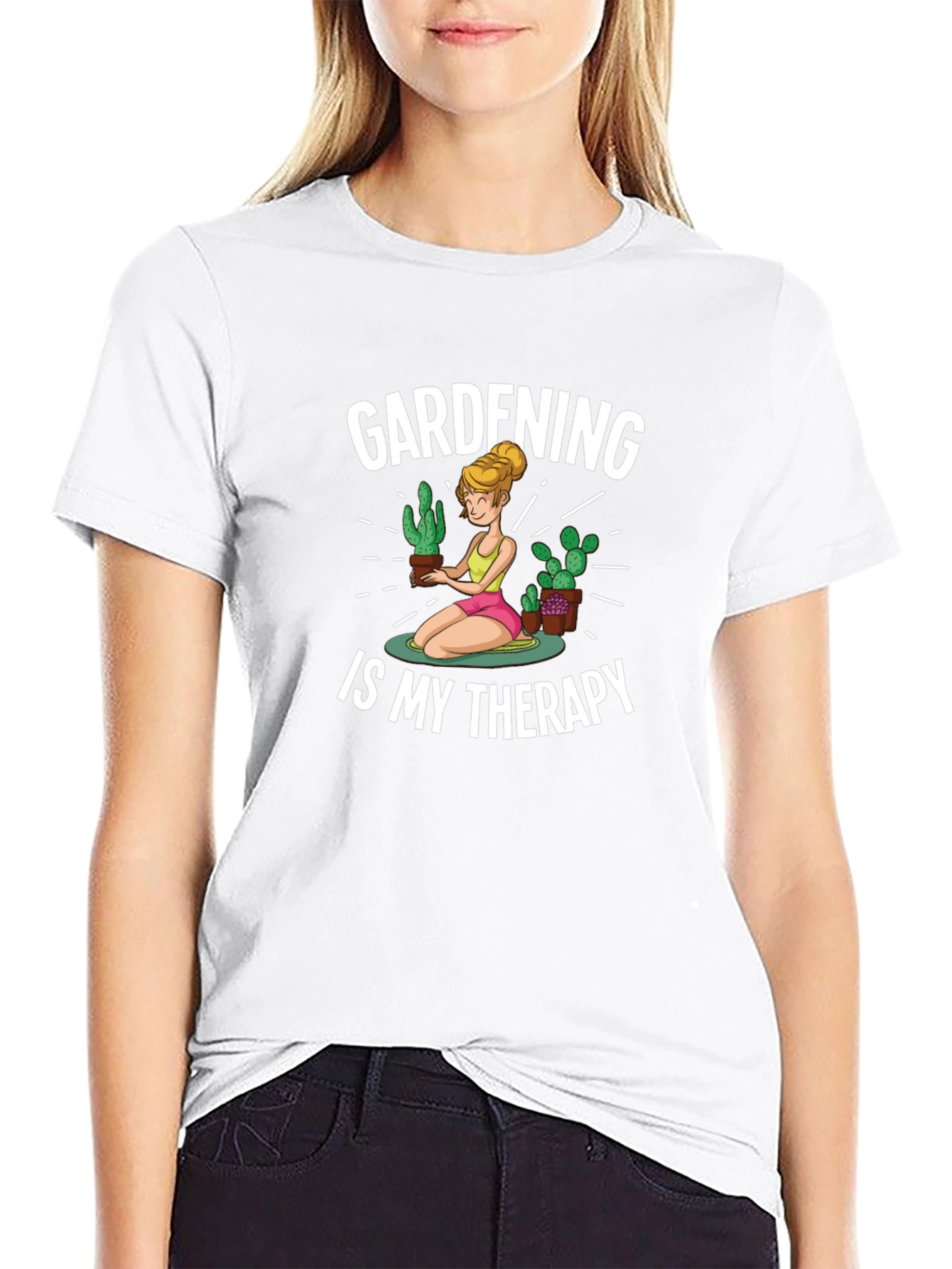Black Gardening Therapy Graphic T-Shirt view 9