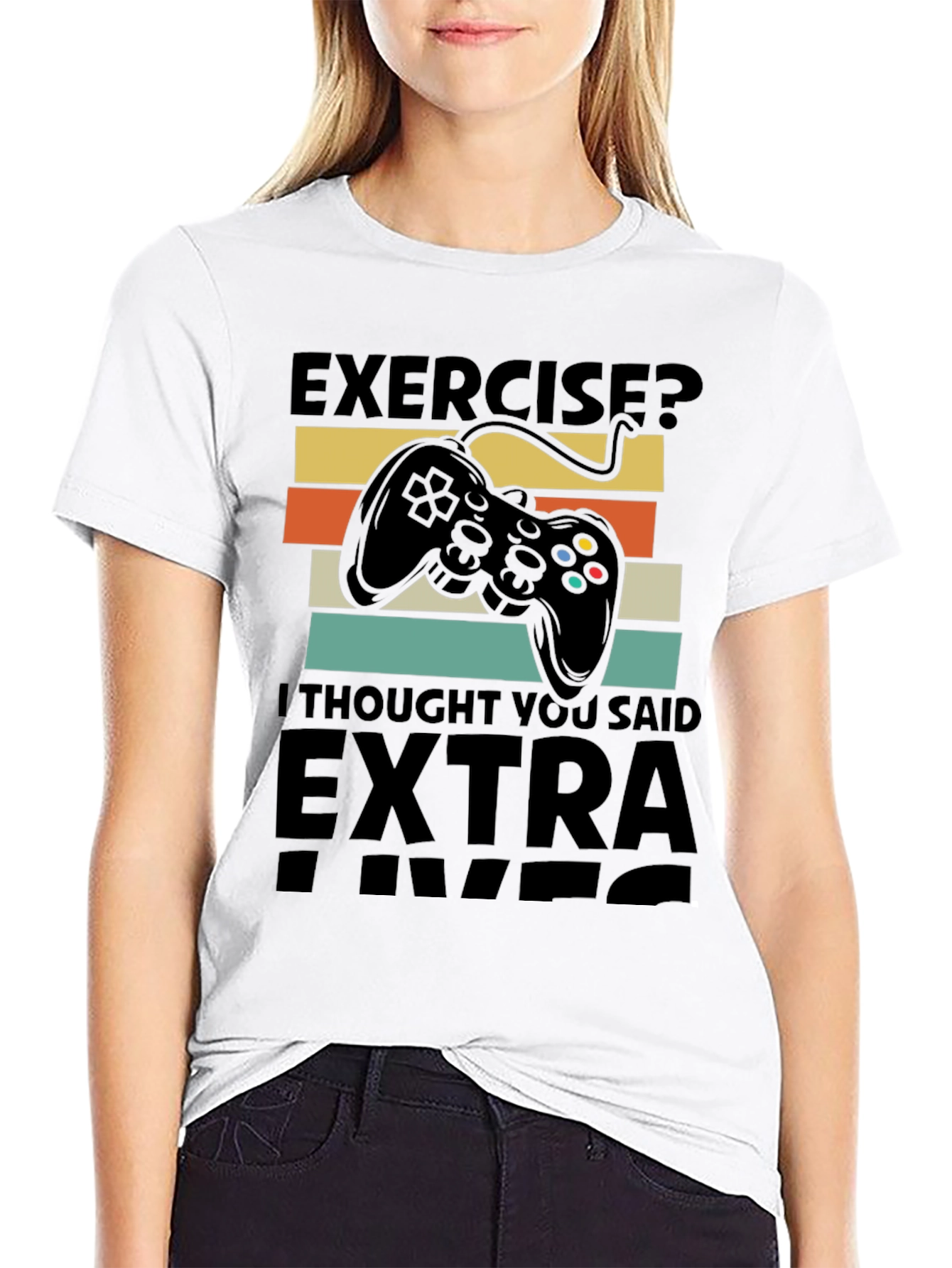 Black Extra Lives Gamer T-Shirt view 9