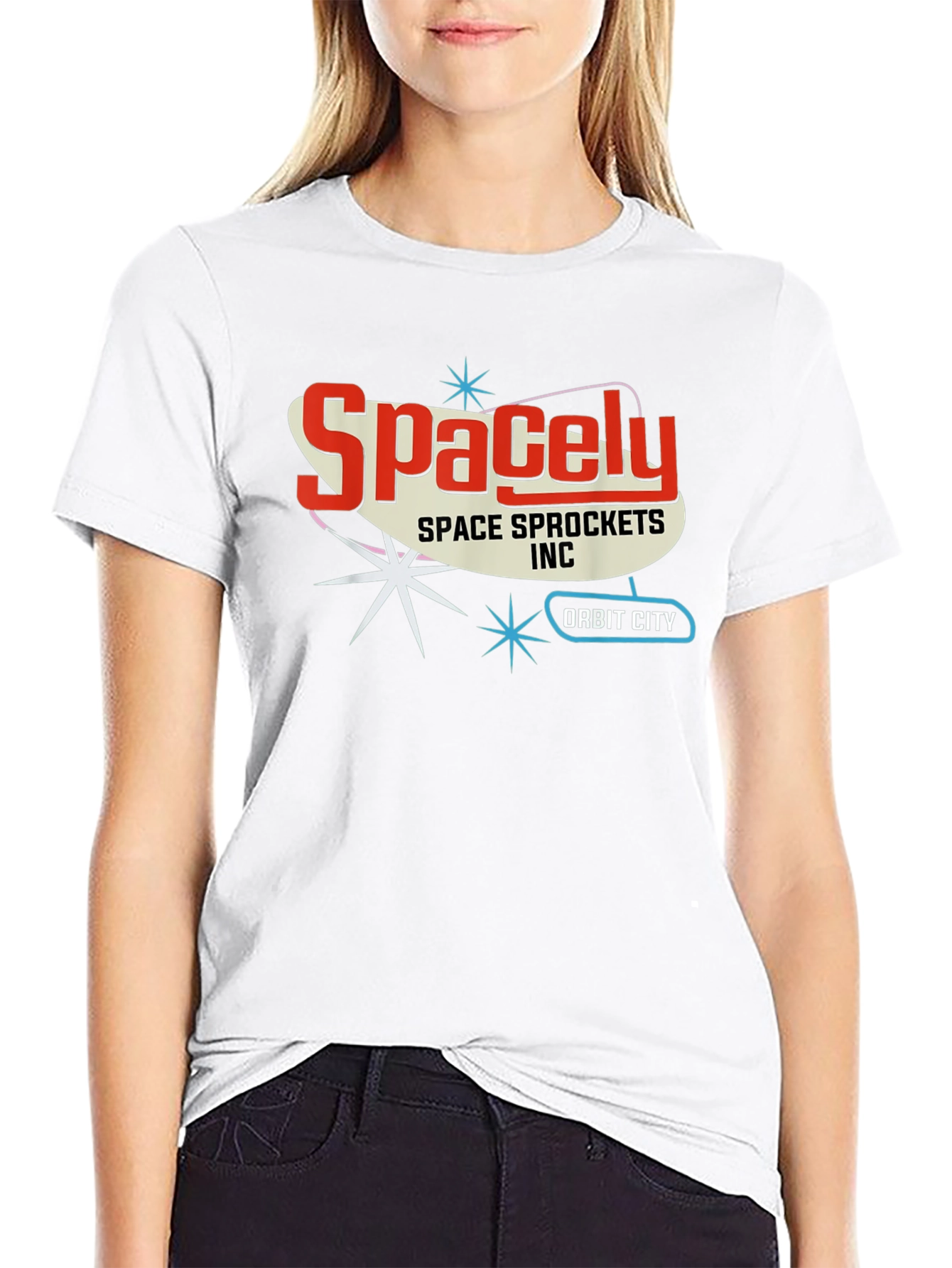 Black Spacely Sprockets T-Shirt - Retro Space Age Style view 9