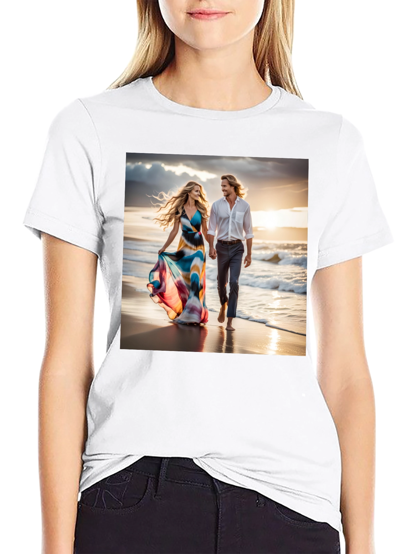 Black Romantic Beach Walk T-Shirt view 9