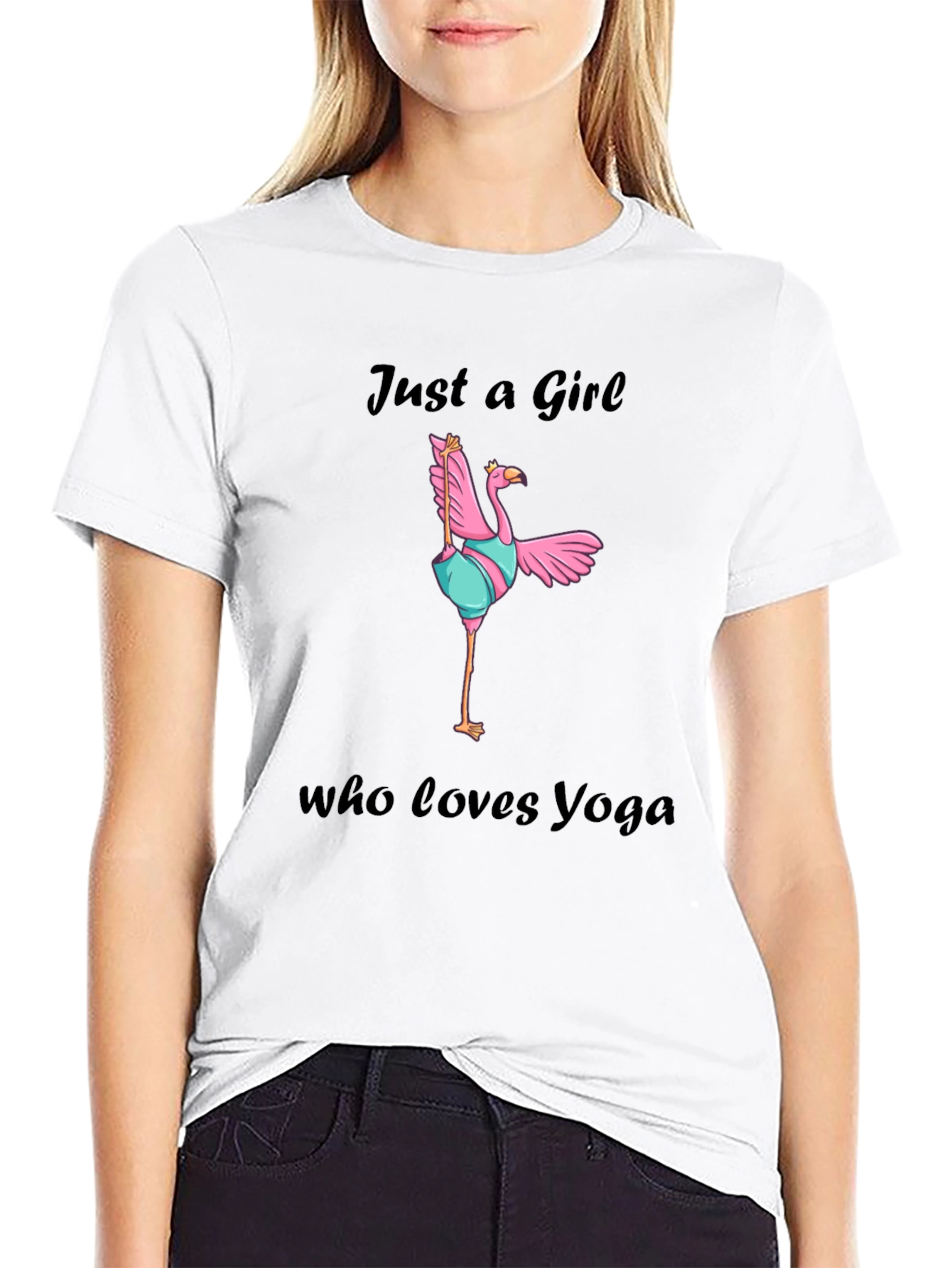 Black Yoga Flamingo Graphic Tee - Just a Girl Who Loves Yoga view 9