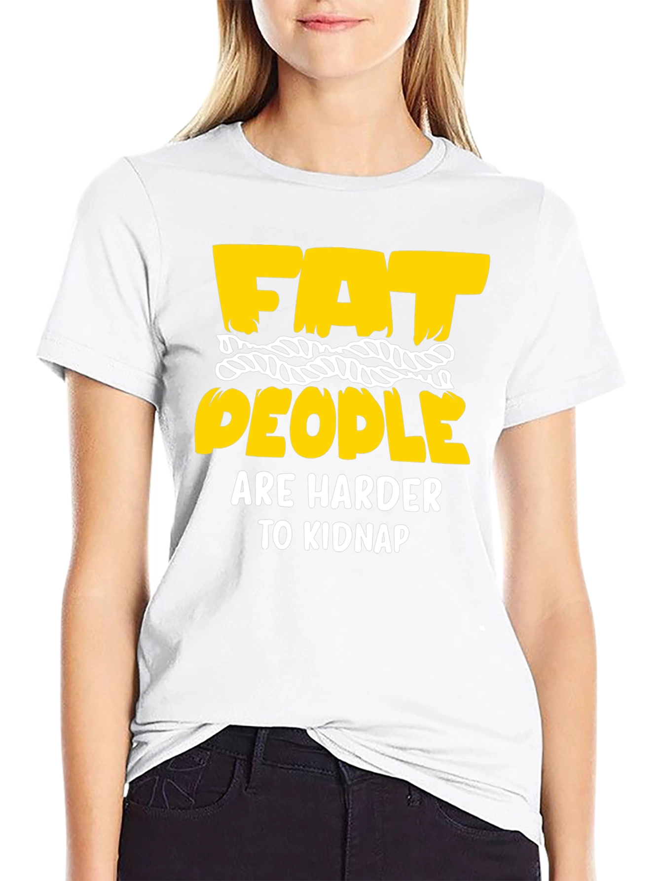 Black Funny Graphic T-Shirt: Fat People Are Harder To Kidnap view 9