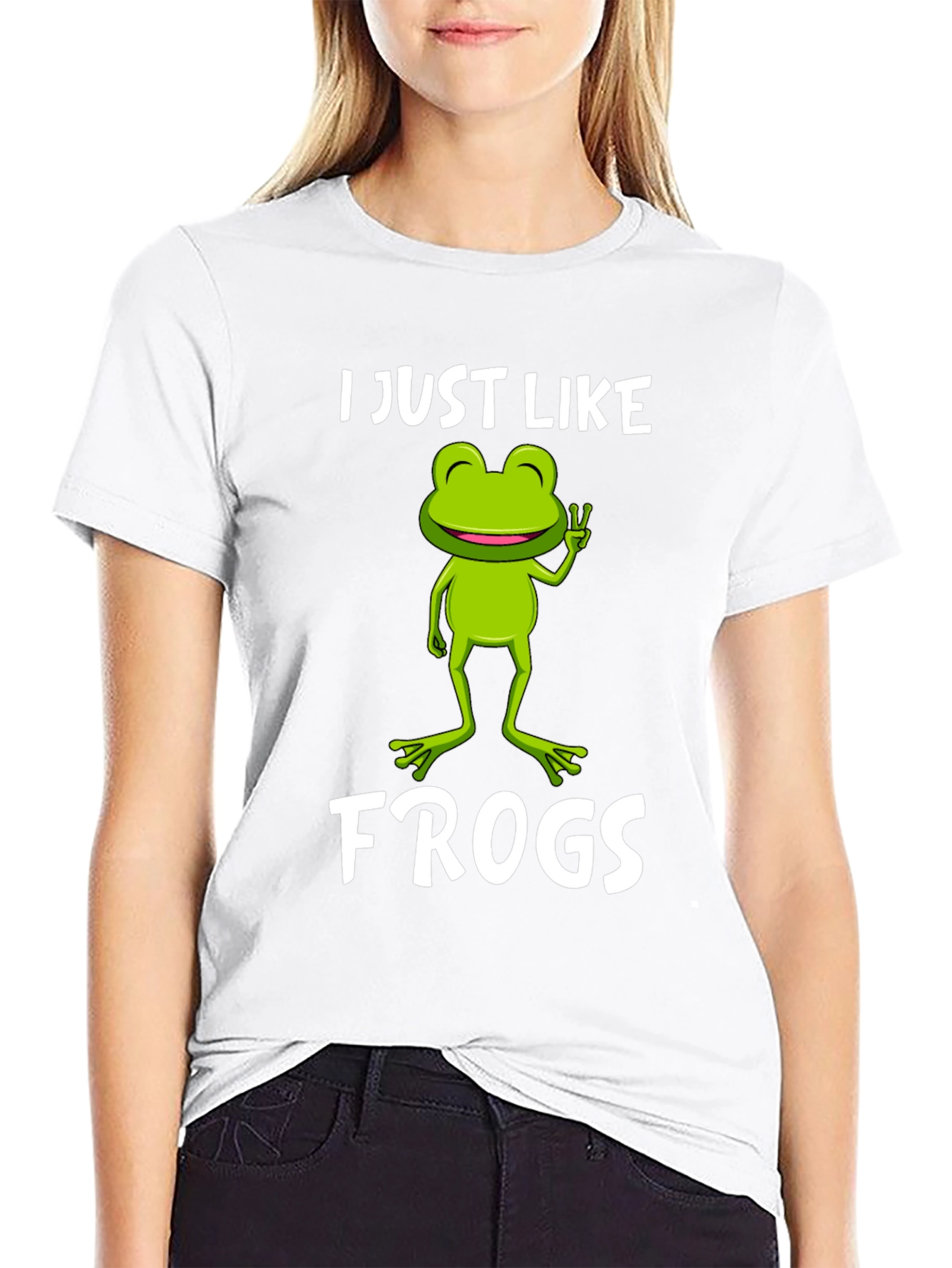 Black Funny Frog Lover T-Shirt - I Just Like Frogs Tee view 9