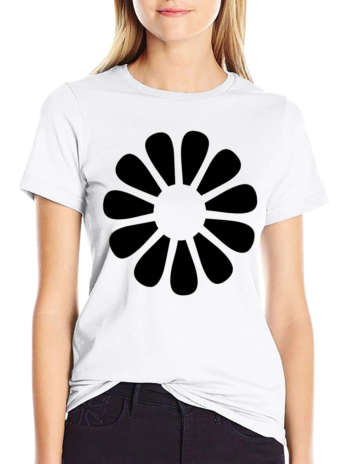 Black Black Flower Graphic Tee view 9