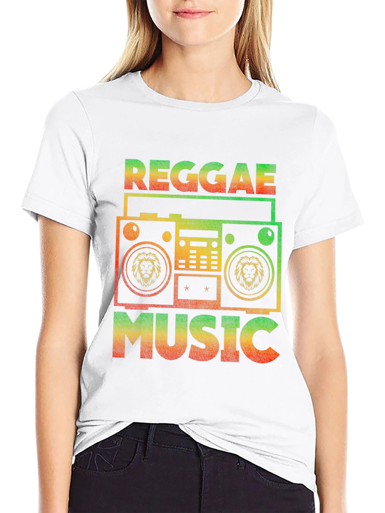Black Reggae Music T-Shirt - Vintage Boombox Design view 9