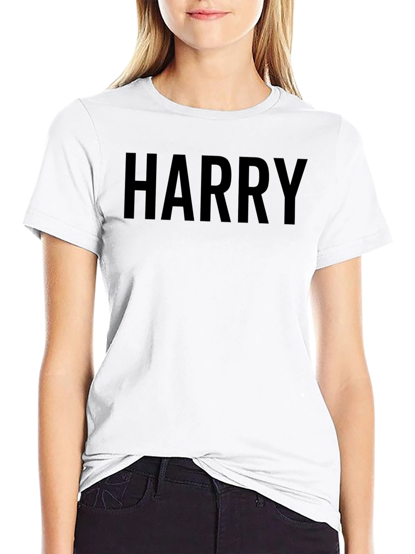 Black Men's Black "HARRY" Graphic Crew Neck T-Shirt view 9