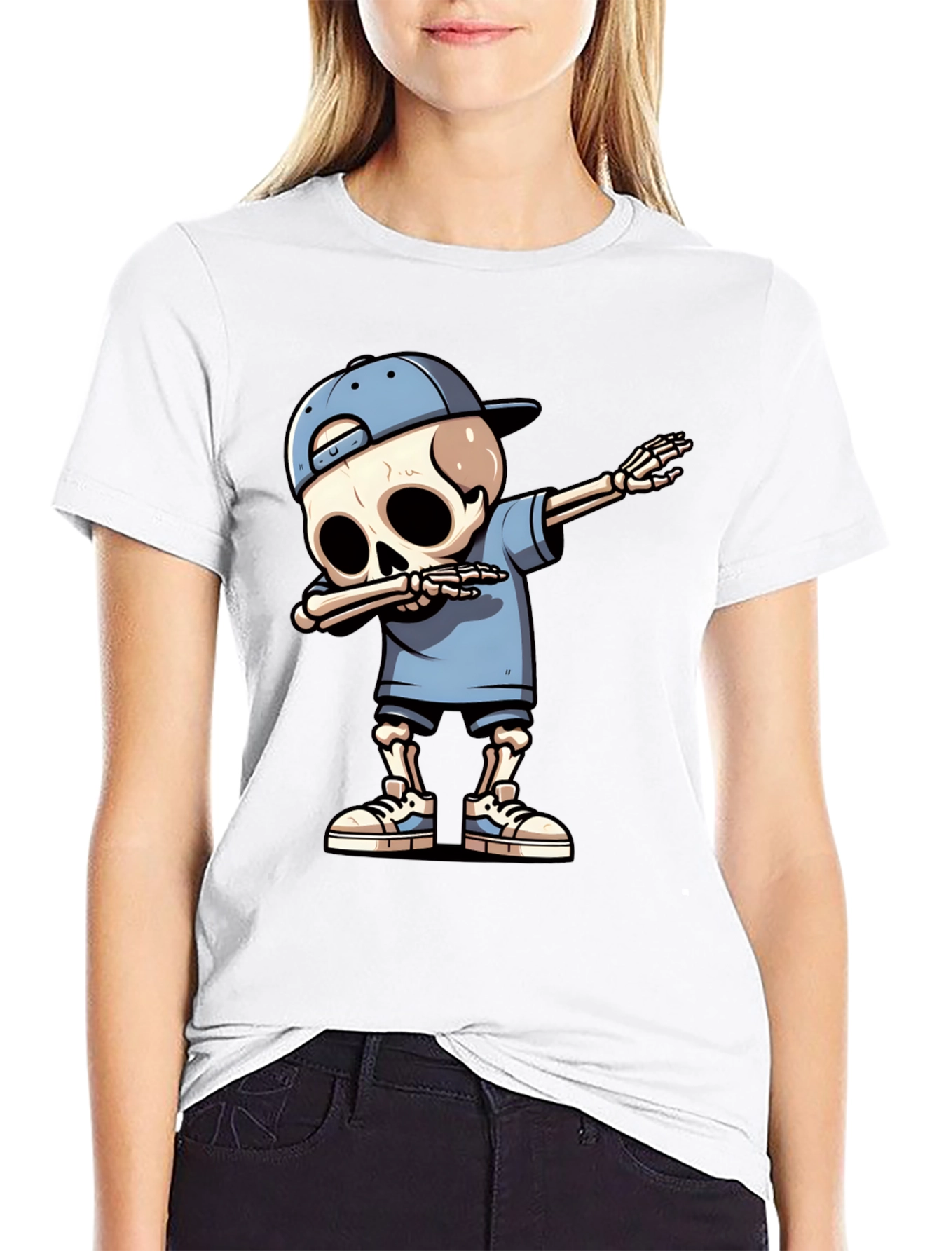 Black Dabbing Skeleton Graphic Tee - Men's Black T-Shirt view 9