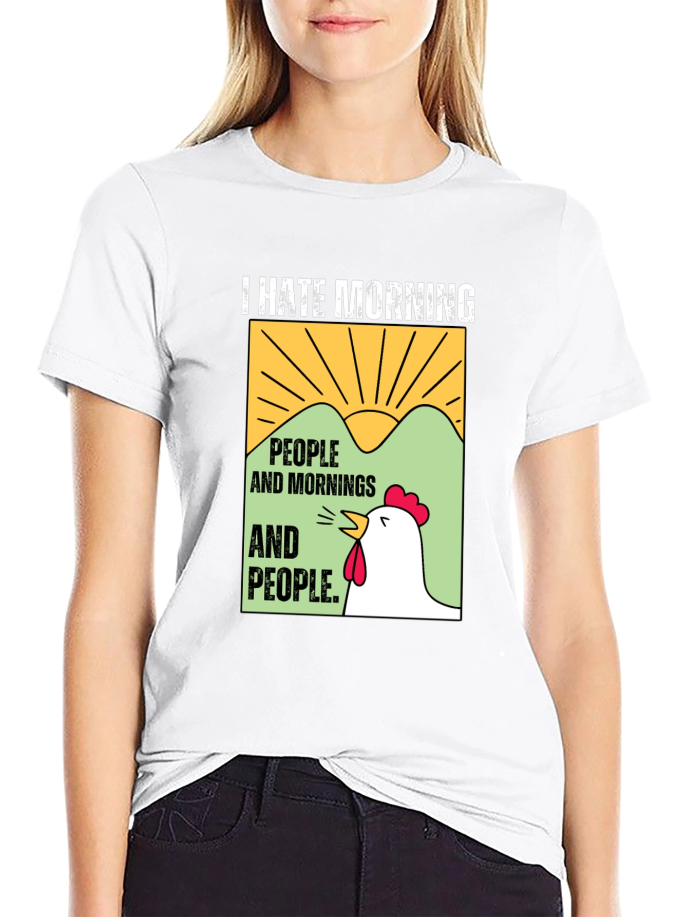 Black I Hate Morning People T-Shirt view 9