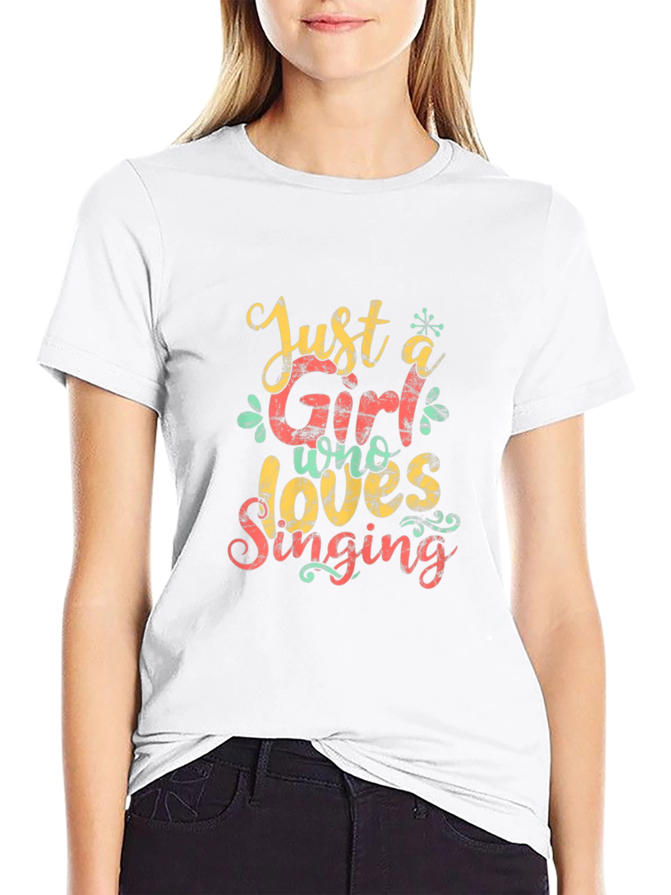 Black Just a Girl Who Loves Singing T-Shirt view 9