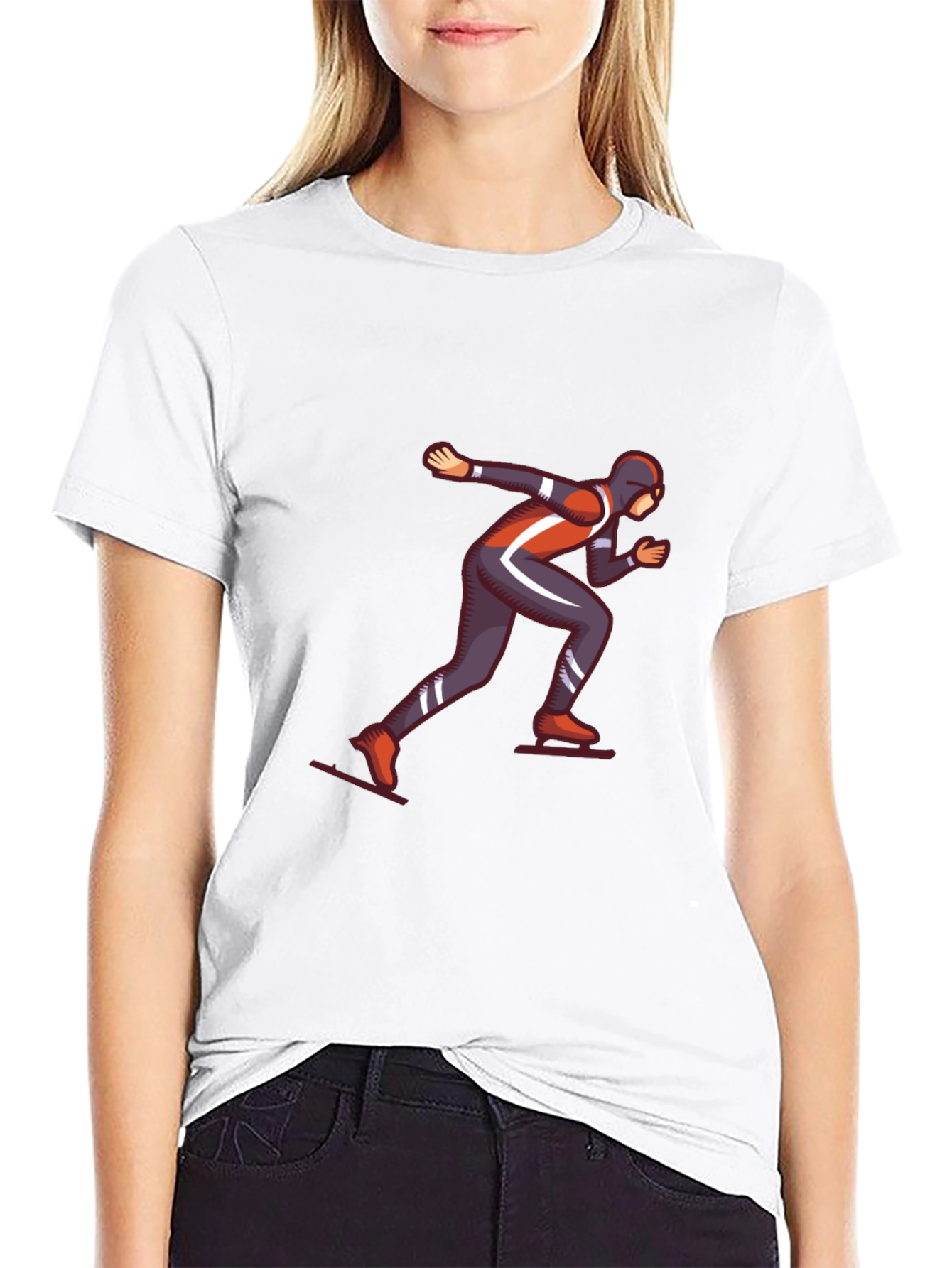 Black Speed Skater Graphic Tee - Black Cotton T-Shirt view 9