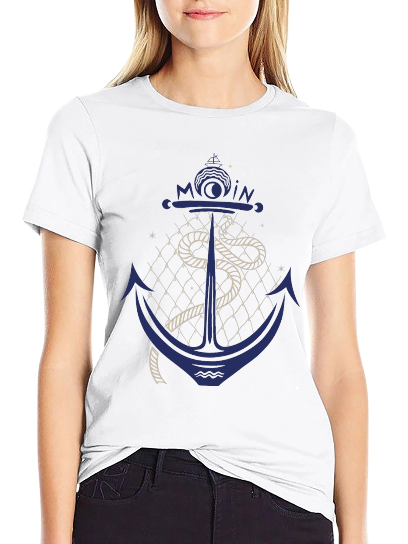 Black Nautical Anchor Graphic Print Tee - Black view 9