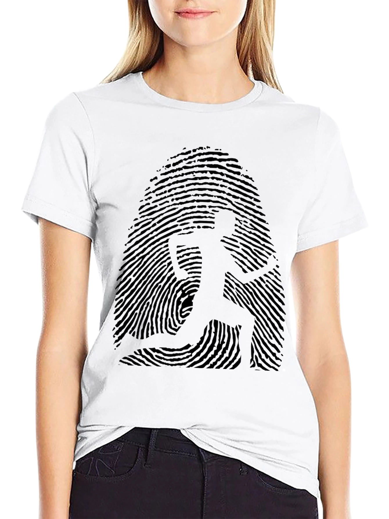 Black Fingerprint Runner Graphic Tee - Black Casual Shirt view 9