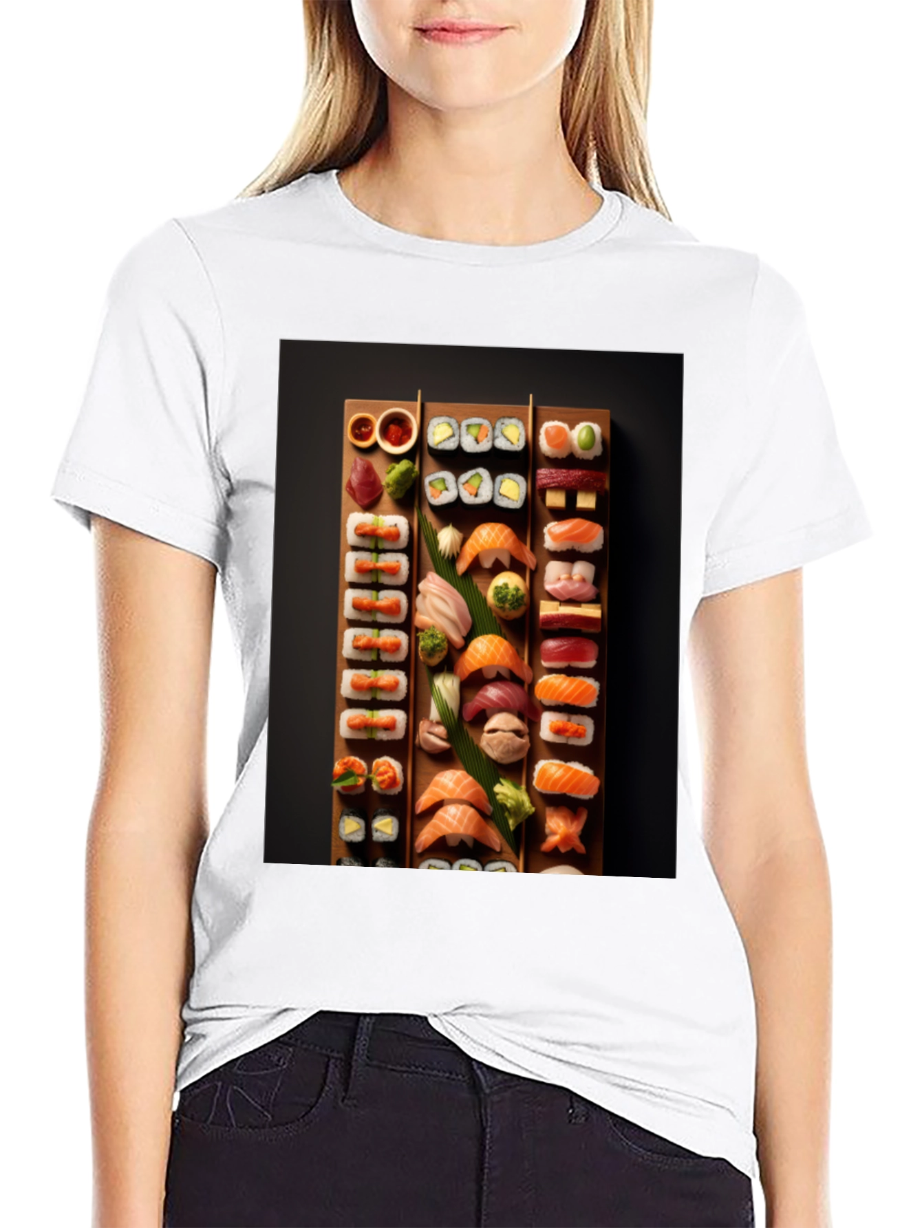 Black Sushi Platter Graphic T-Shirt - Foodie Fashion view 9