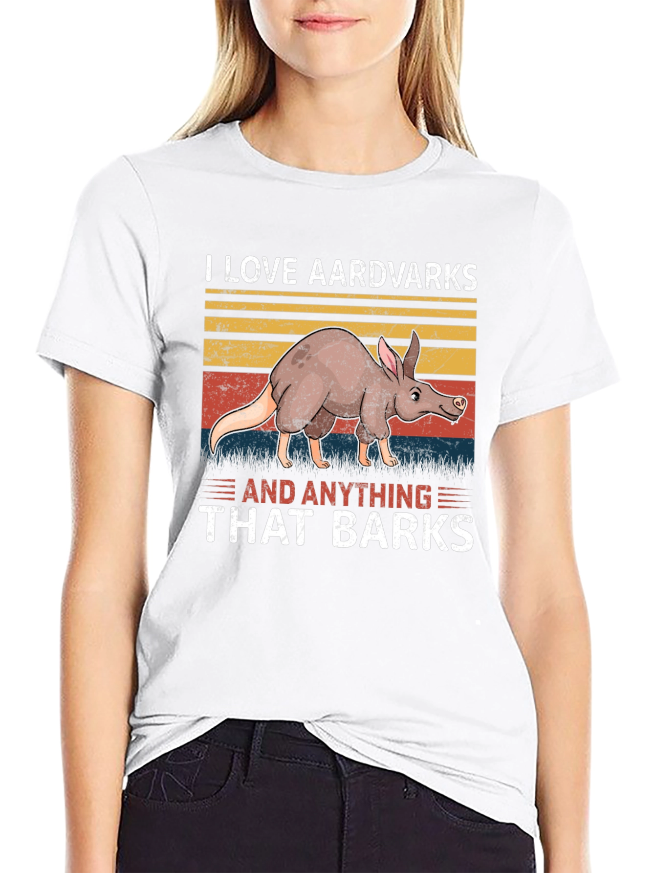 Black Aardvark Humor Graphic Tee - Barking Animal Lover T-Shirt view 9