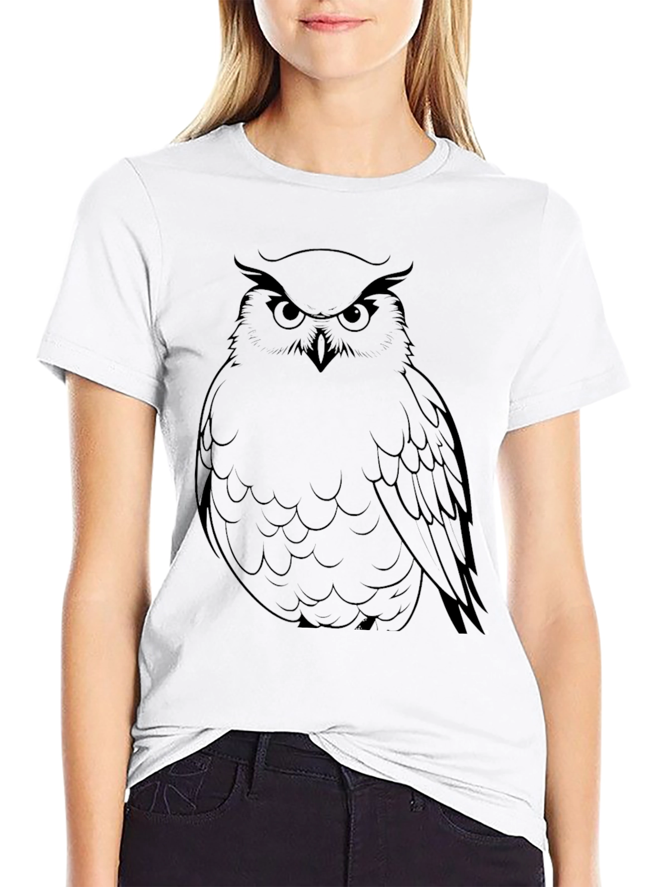 Black Men's Black Owl Graphic Tee view 9