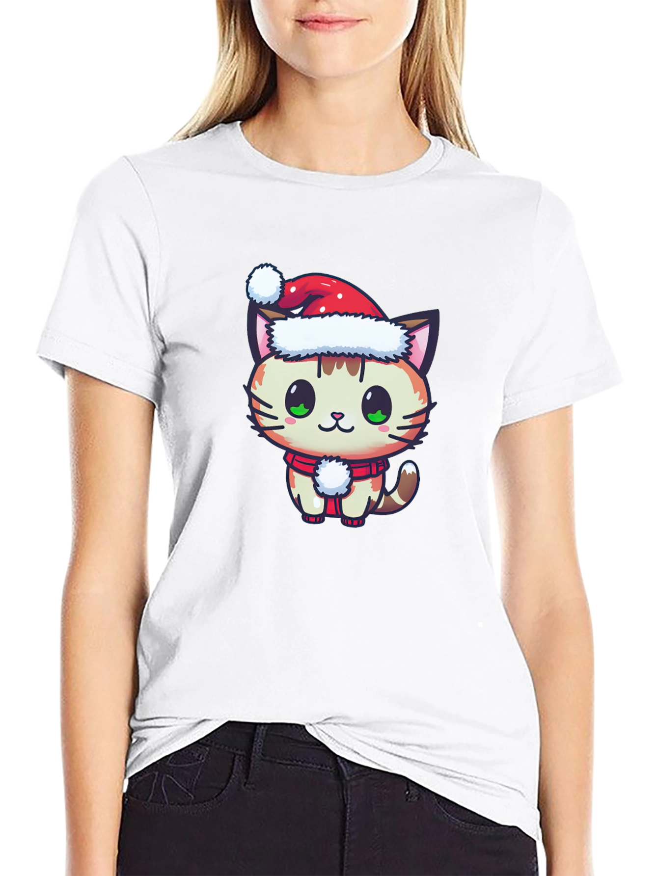 Black Festive Cat T-Shirt - Holiday Cheer view 9