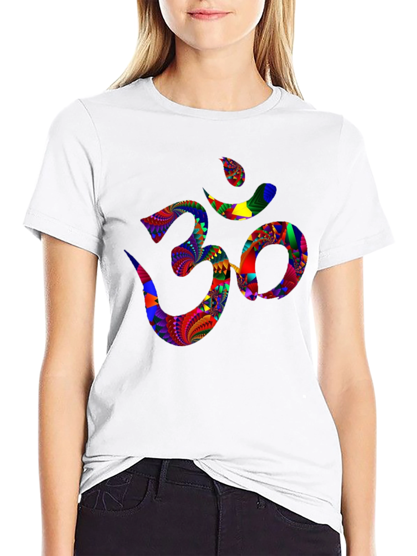 Black Om Symbol T-Shirt - Colorful Spiritual Design view 9