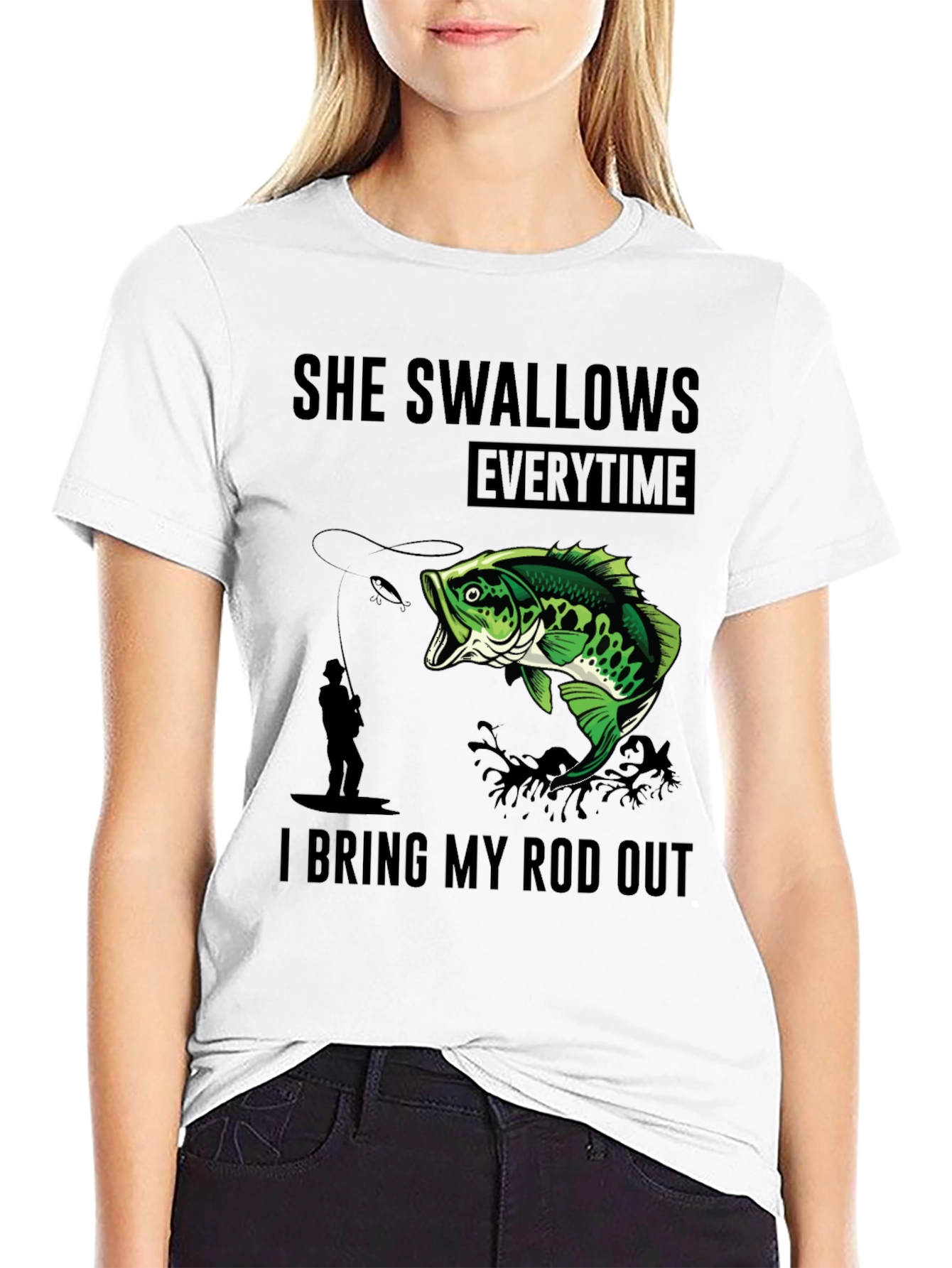 Black She Swallows Every Time I Bring My Rod Out T-Shirt view 9