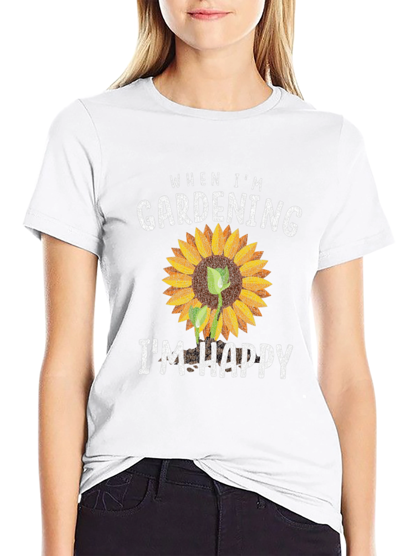 Black Gardening Makes Me Happy T-Shirt Sunflower Graphic view 9