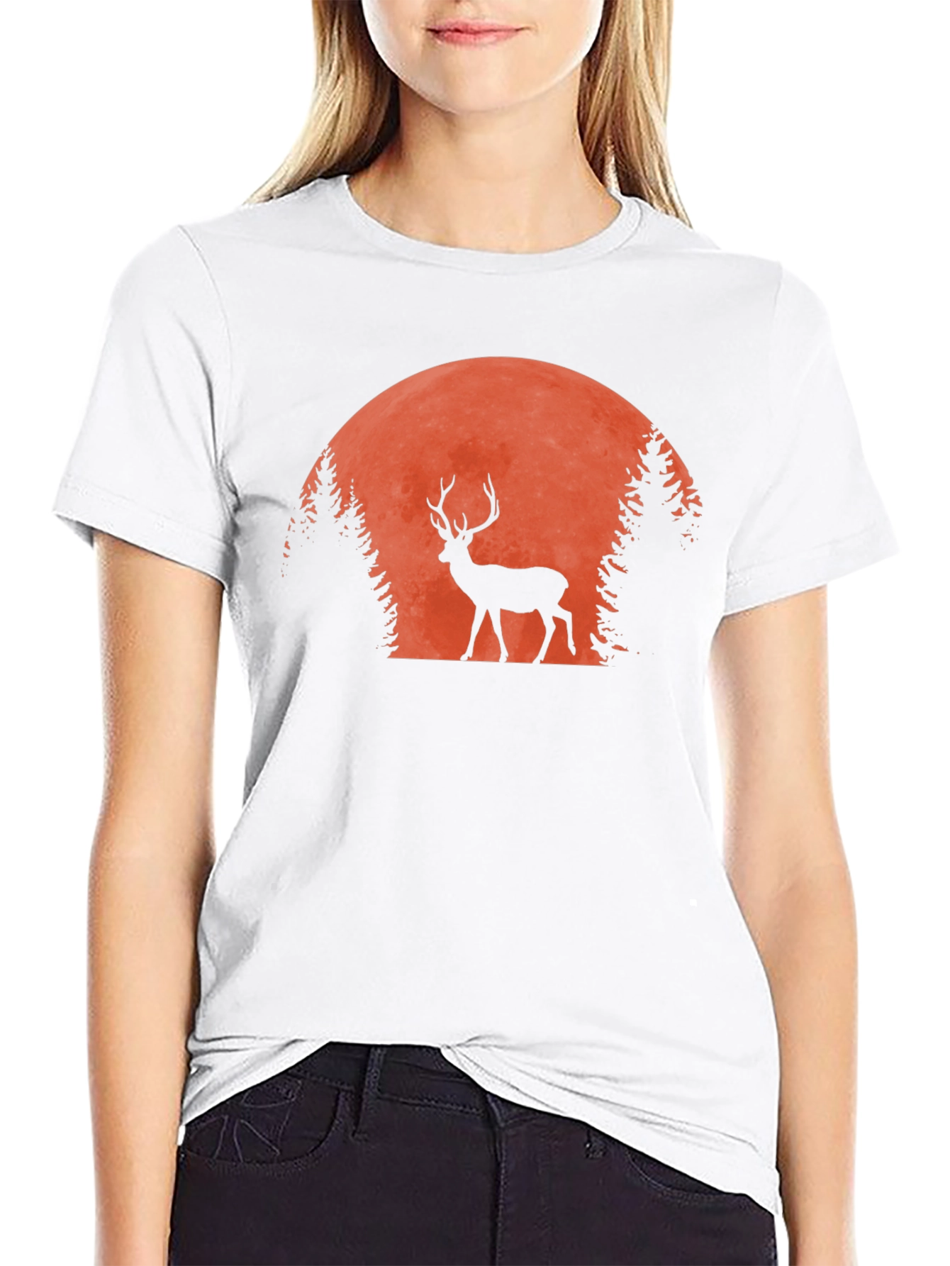 Black Deer Silhouette T-Shirt - Nature Inspired Graphic Tee view 9