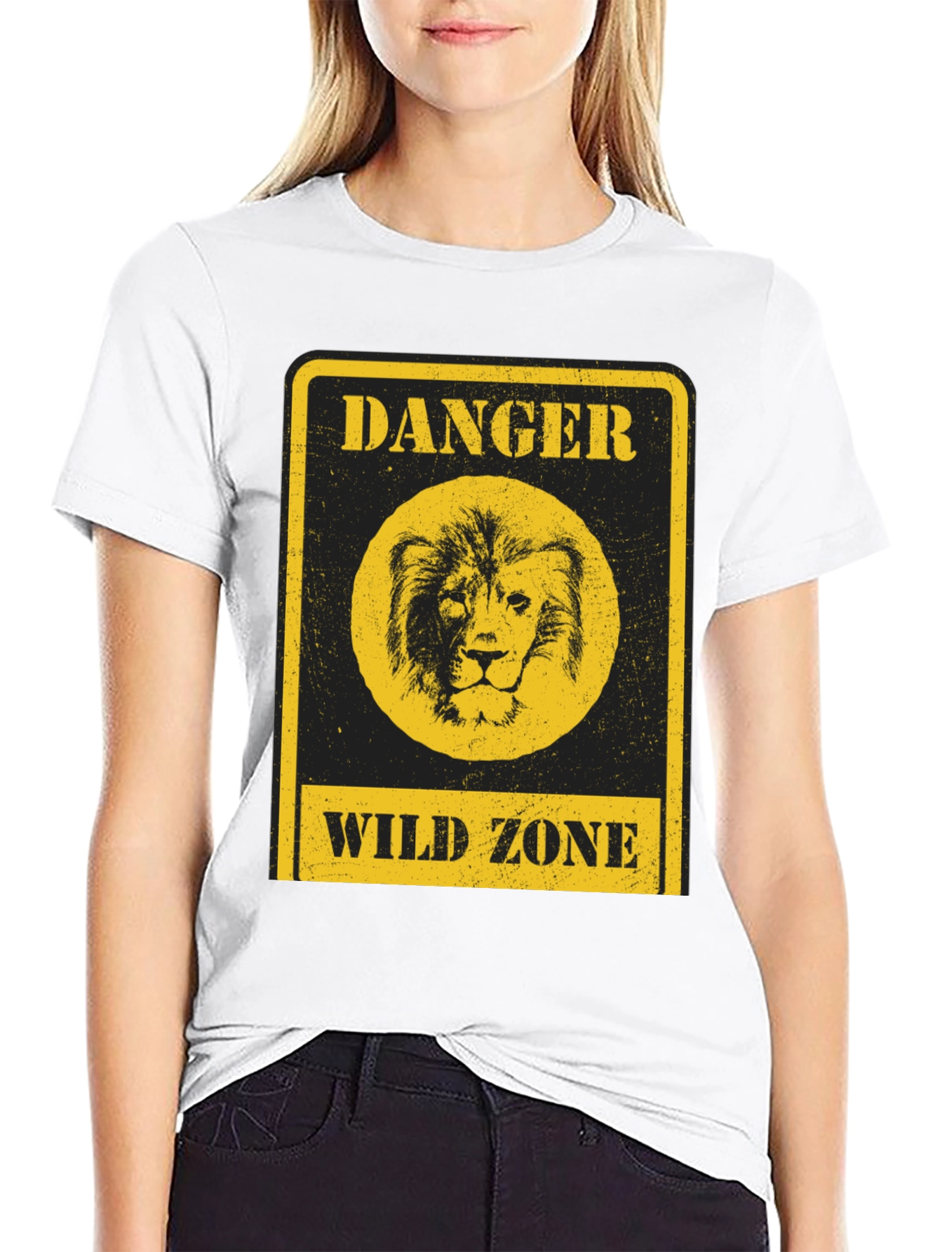Black Danger Wild Zone Lion Graphic Tee - Black view 9