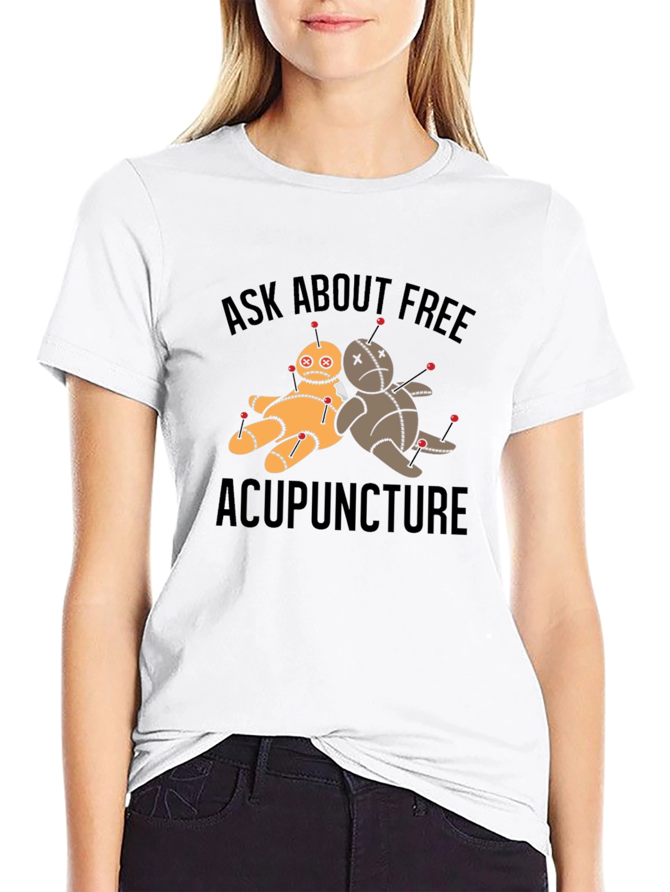Black Ask About Free Acupuncture T-Shirt view 9