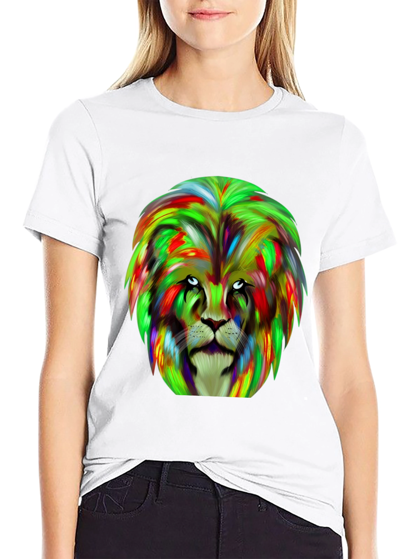 Black Lion Graphic Tee - Bold Colorful Design view 9