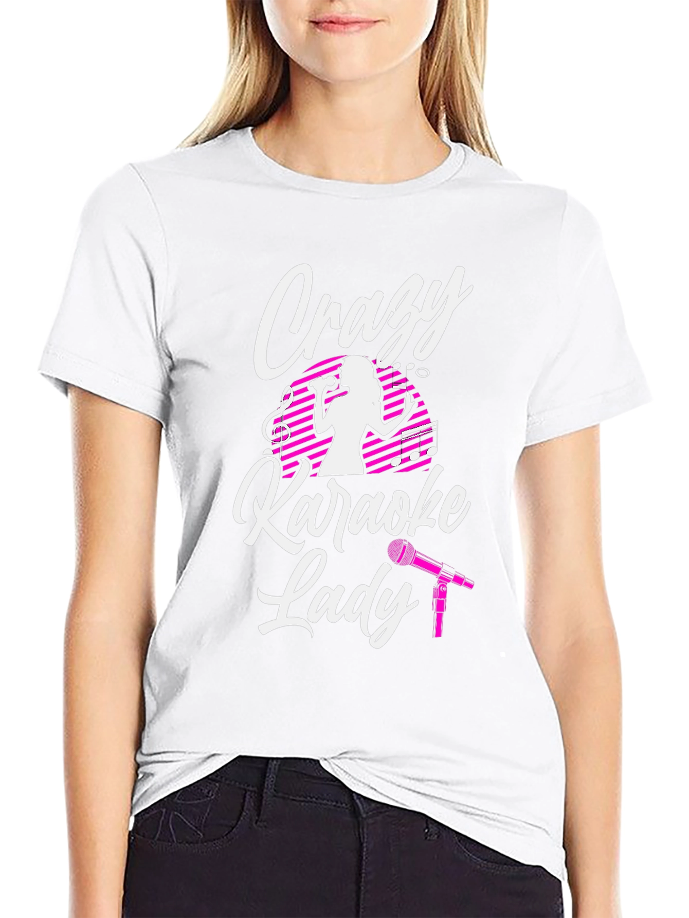Crazy Karaoke Lady Graphic T-Shirt - 9