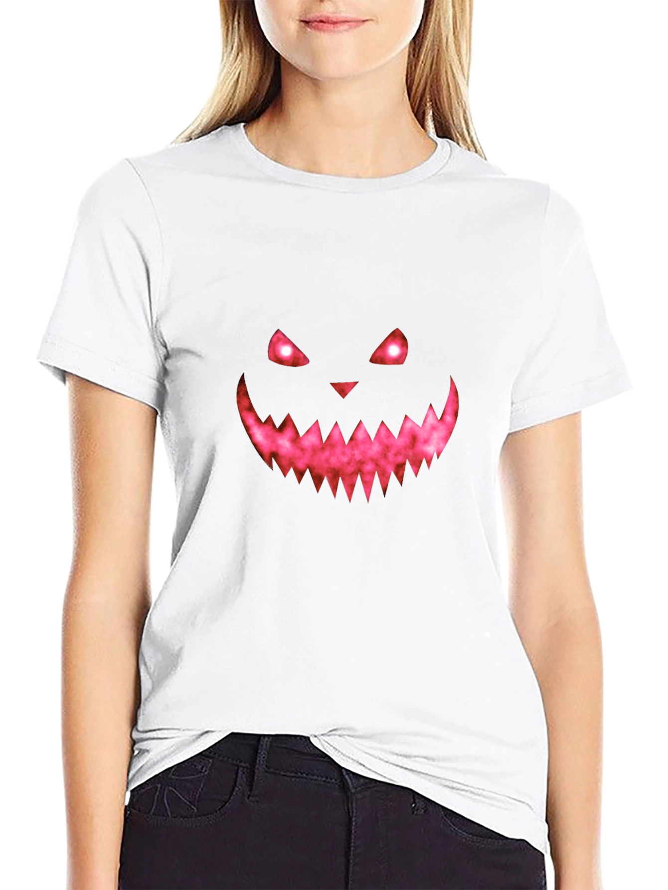 Black Halloween Pumpkin Face Graphic Tee view 9