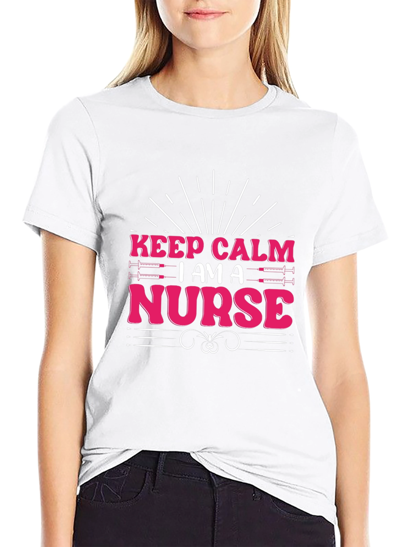 Black Keep Calm I am a Nurse T-Shirt view 9