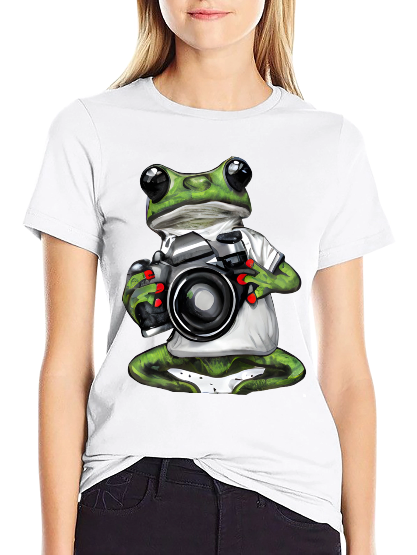 Black Frog Photographer Graphic T-Shirt - Unique Novelty Tee view 9