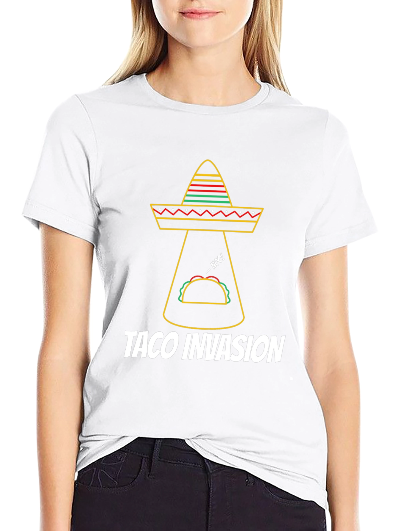 Taco Invasion Graphic T-Shirt - Funny Alien Sombrero Tee - 9