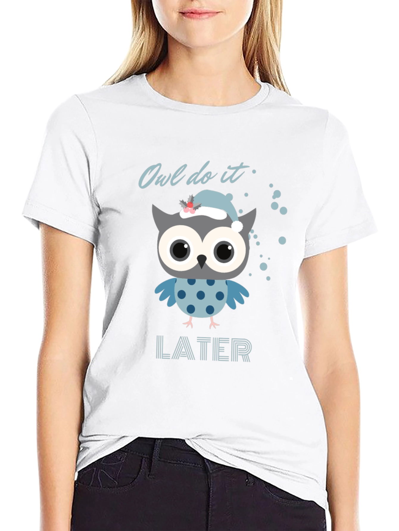 Black Owl Do It Later T-Shirt - Funny Graphic Tee view 9