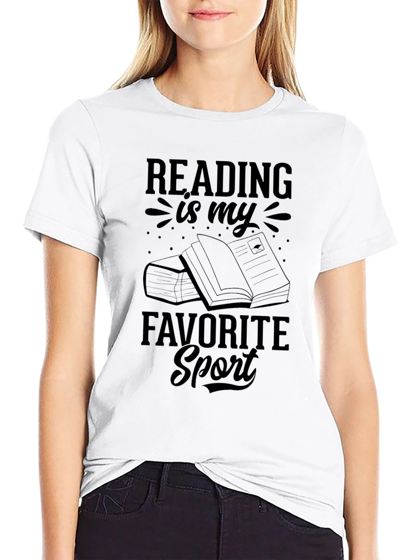 Black Reading Is My Favorite Sport Graphic T-Shirt view 9