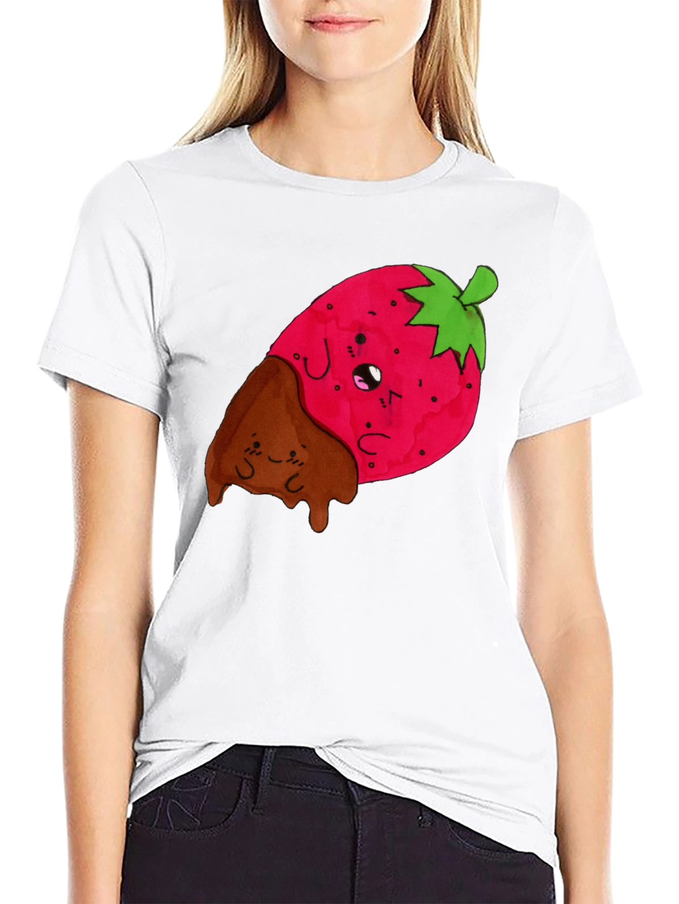 Black Strawberry Dipped in Chocolate Graphic Tee view 9