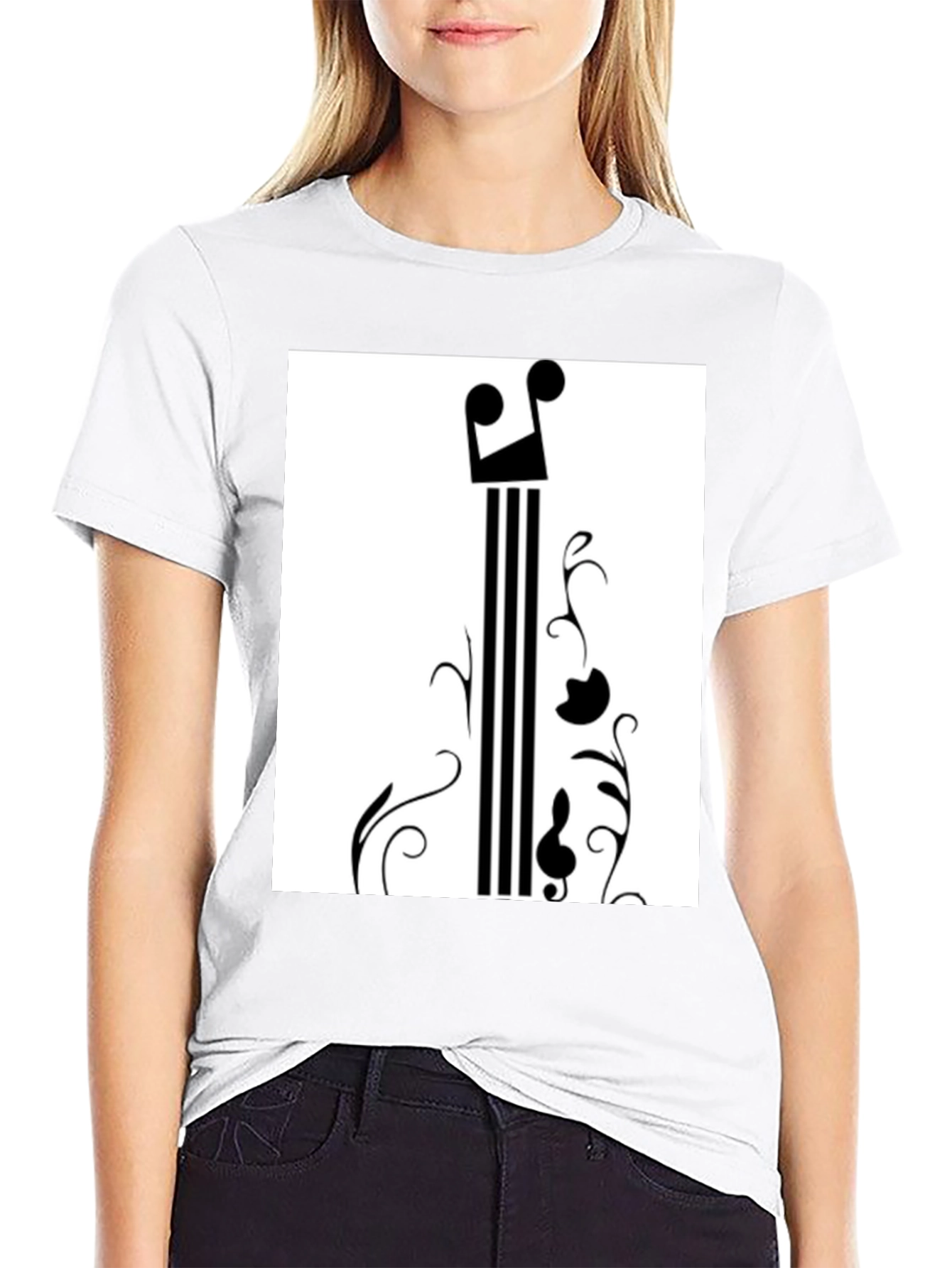 Black Music Note Graphic Black T-Shirt view 9
