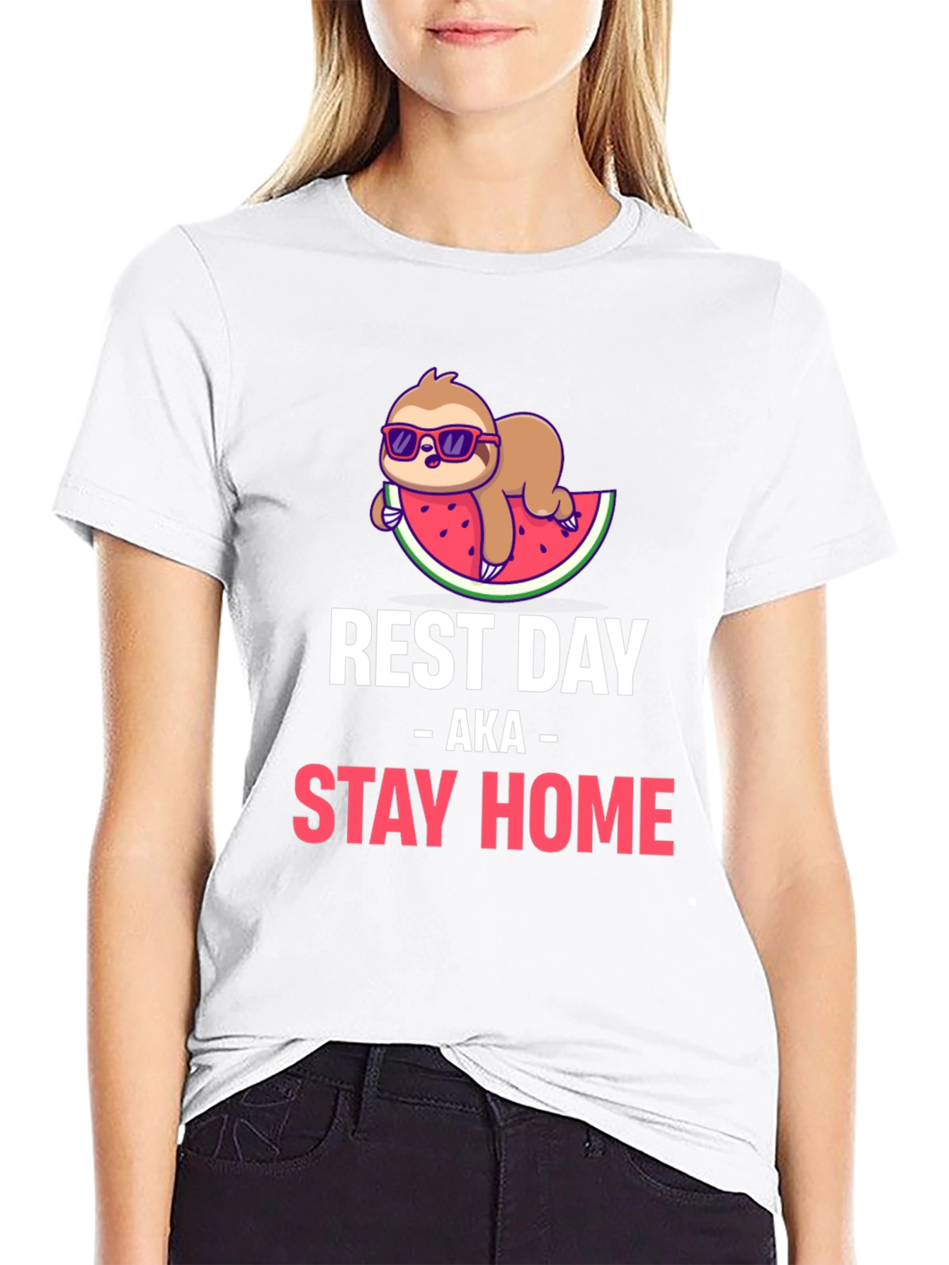 Black Rest Day Sloth T-Shirt - Stay Home & Relax! view 9