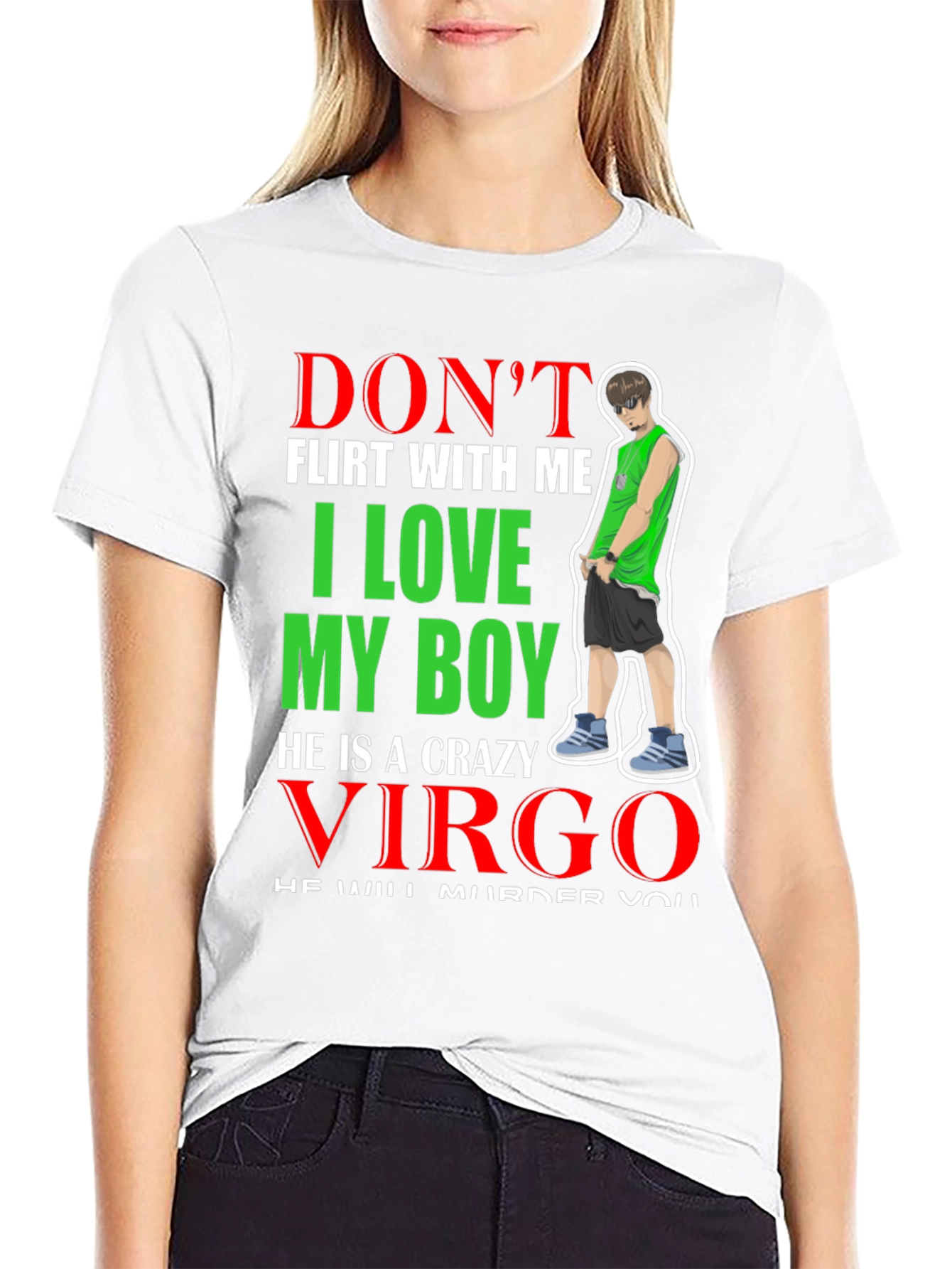 Black Don't Flirt With Me I Love My Boy He is a Crazy Virgo T-Shirt view 9