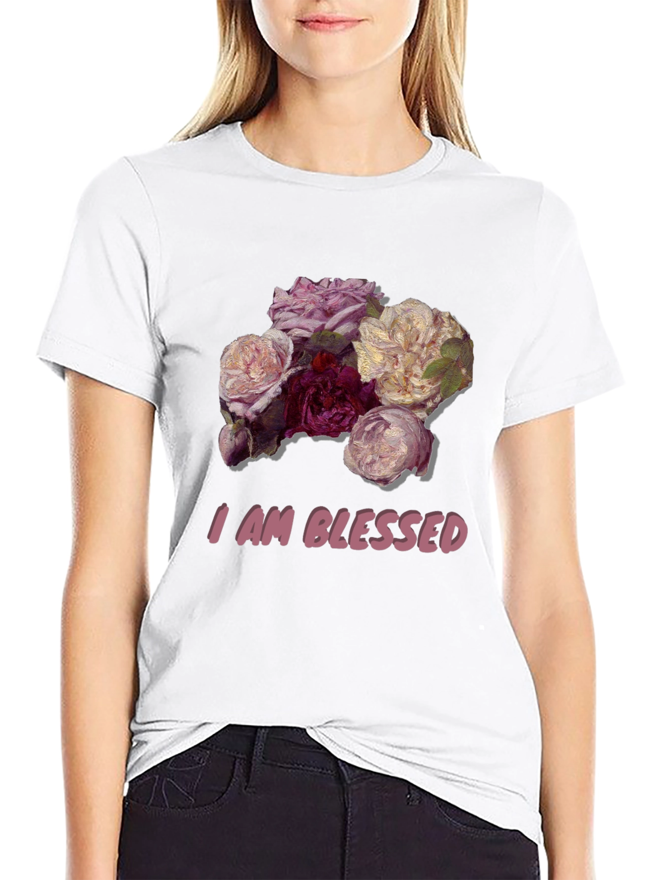 Black Floral Blessed T-Shirt - Stylish Graphic Tee view 9
