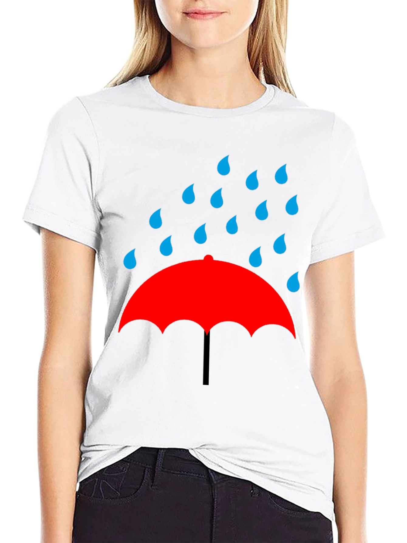 Black Rainy Day Umbrella Graphic Tee - Black T-Shirt view 9