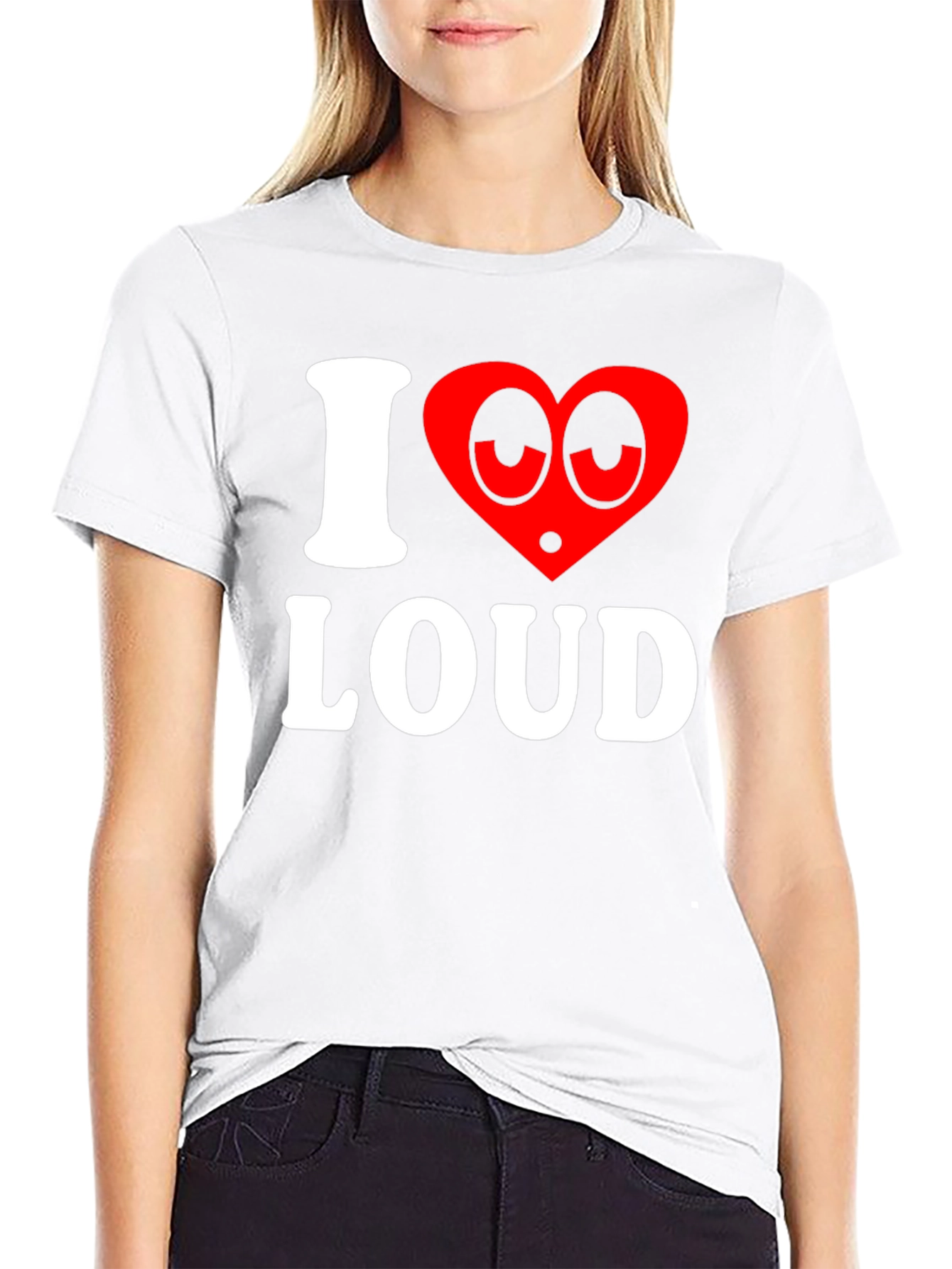 Black I Heart Loud Funny Graphic Tee - Black Cotton T-Shirt view 9