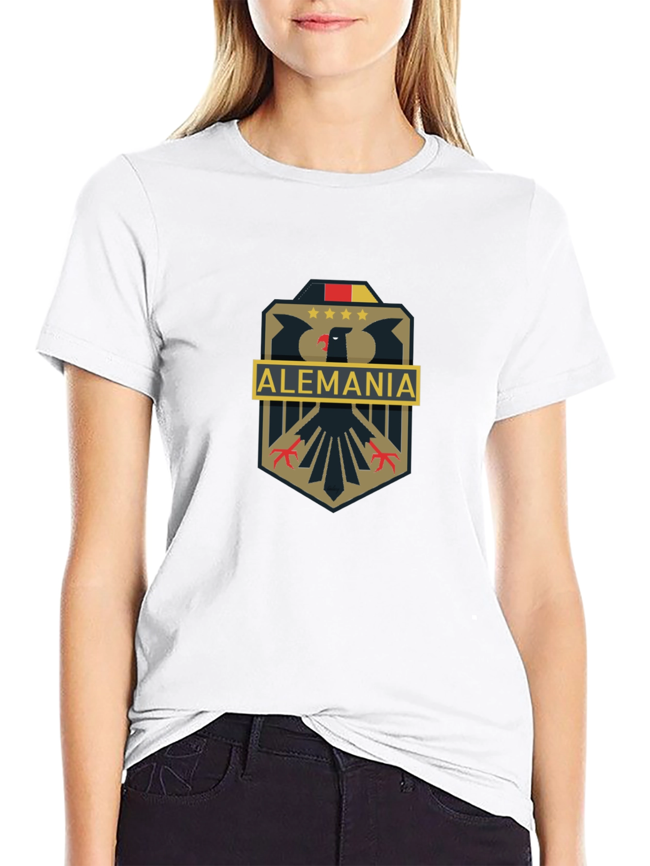 Black Alemania Eagle Crest Graphic Tee - Black view 9