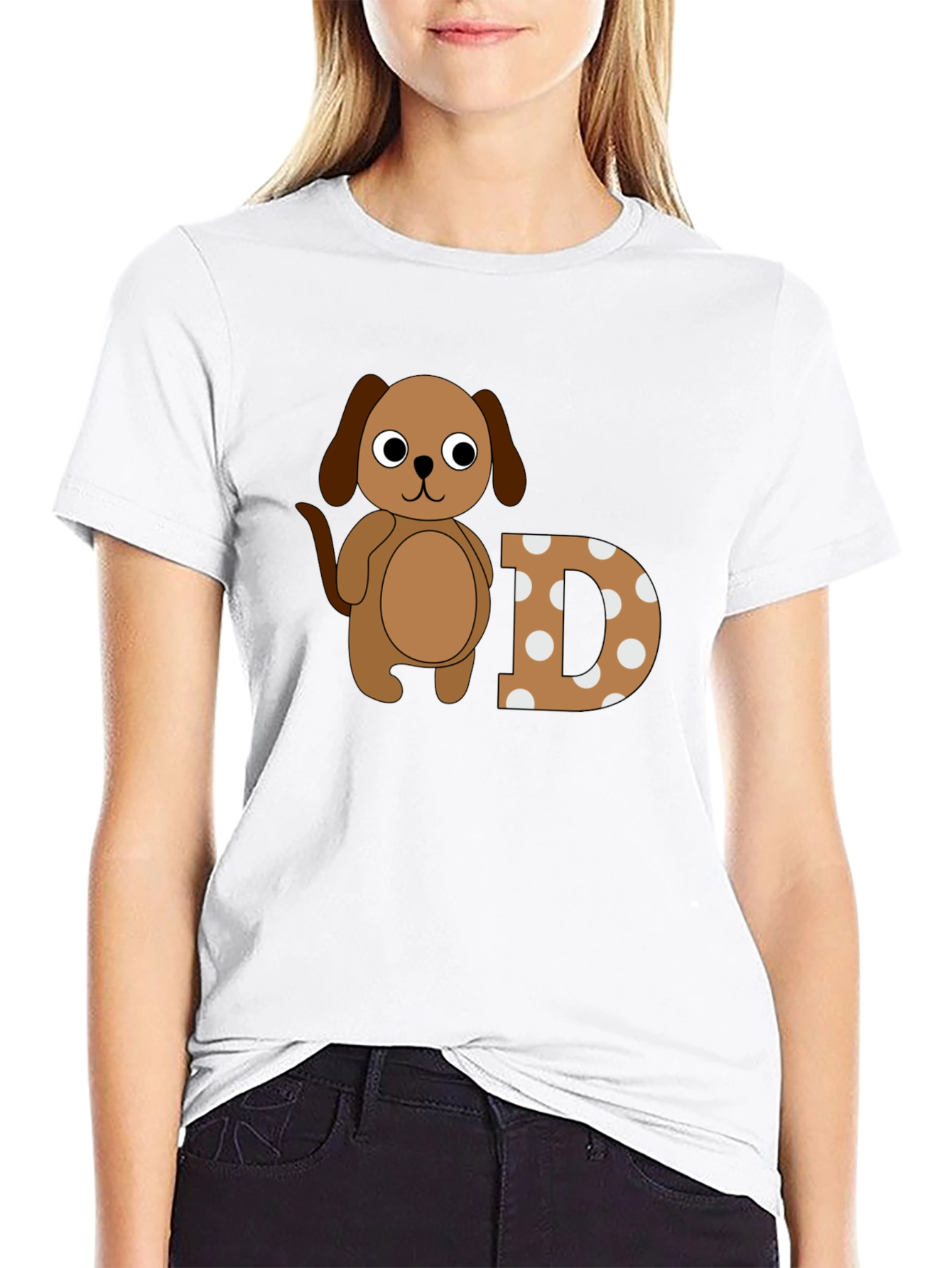 Black Dog & Letter D Graphic Black T-Shirt view 9