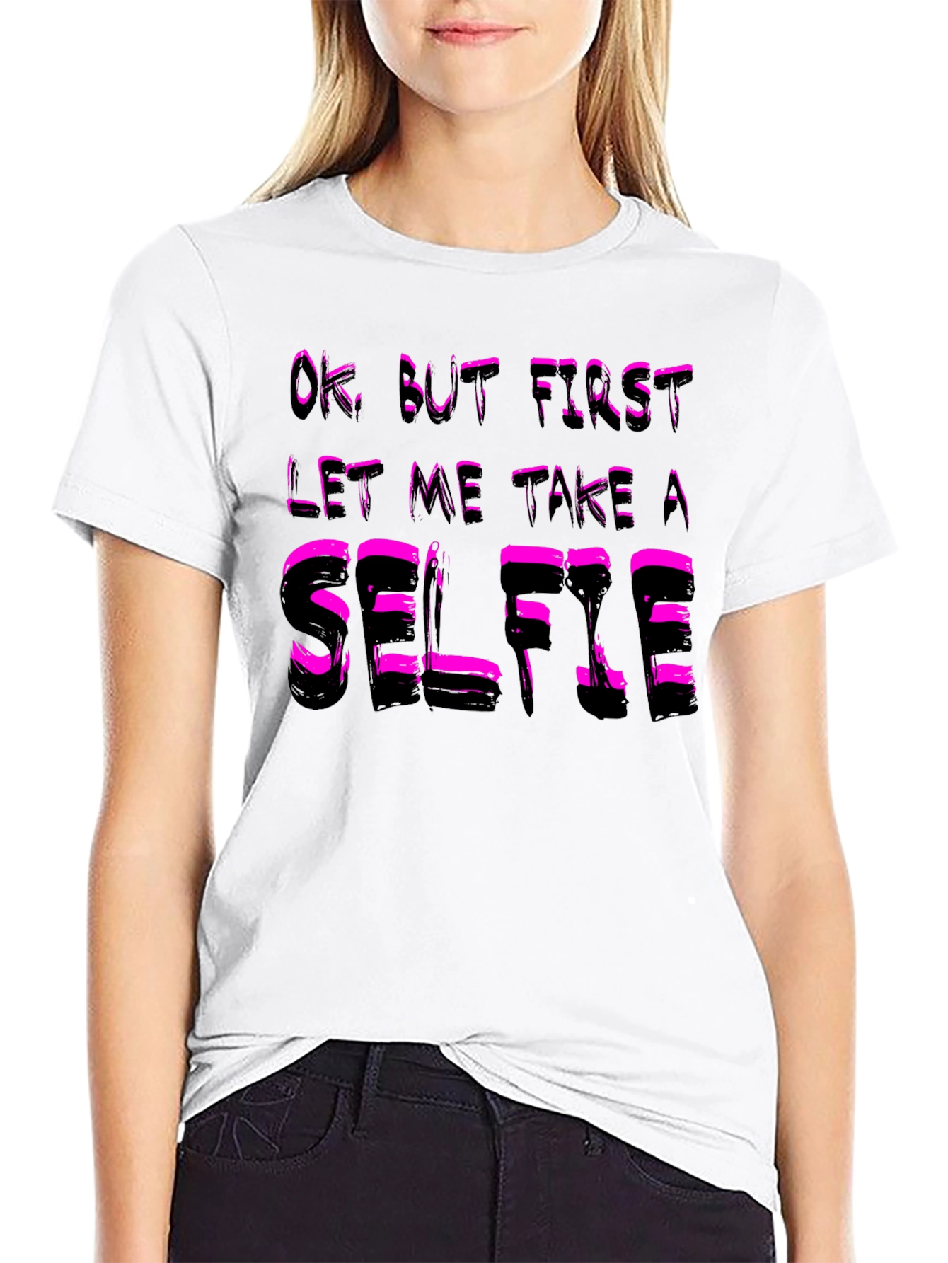 Black Selfie T-Shirt - Funny Black Cotton Tee view 9