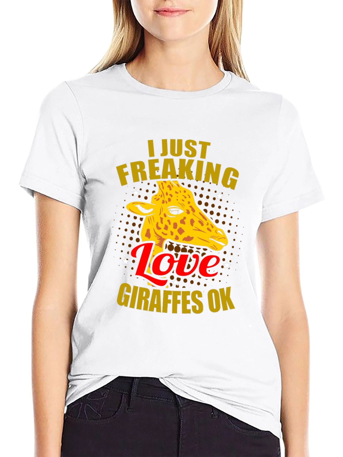 Black I Love Giraffes OK T-Shirt view 9