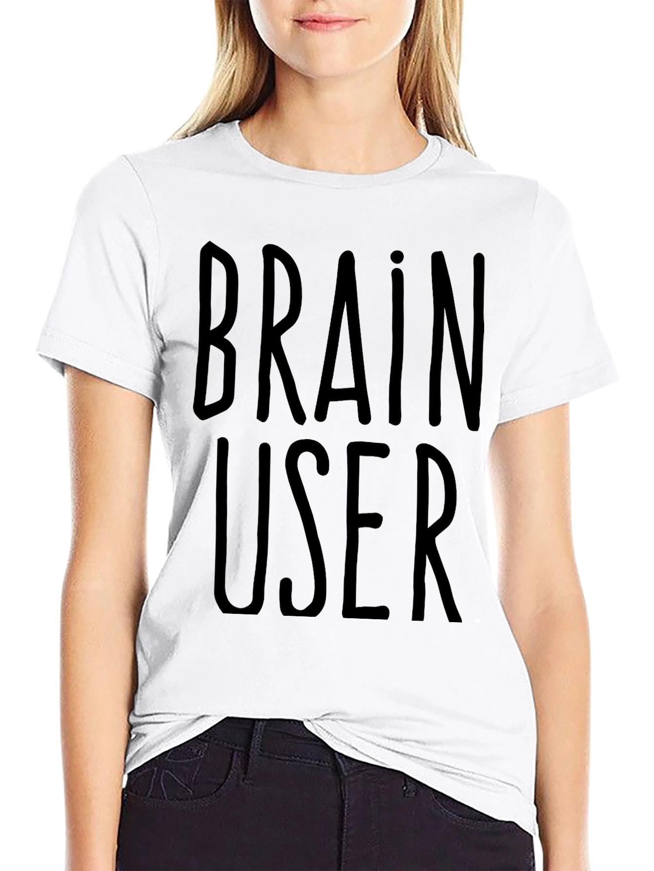 Black Brain User Graphic Tee - Black Crew Neck T-Shirt view 9