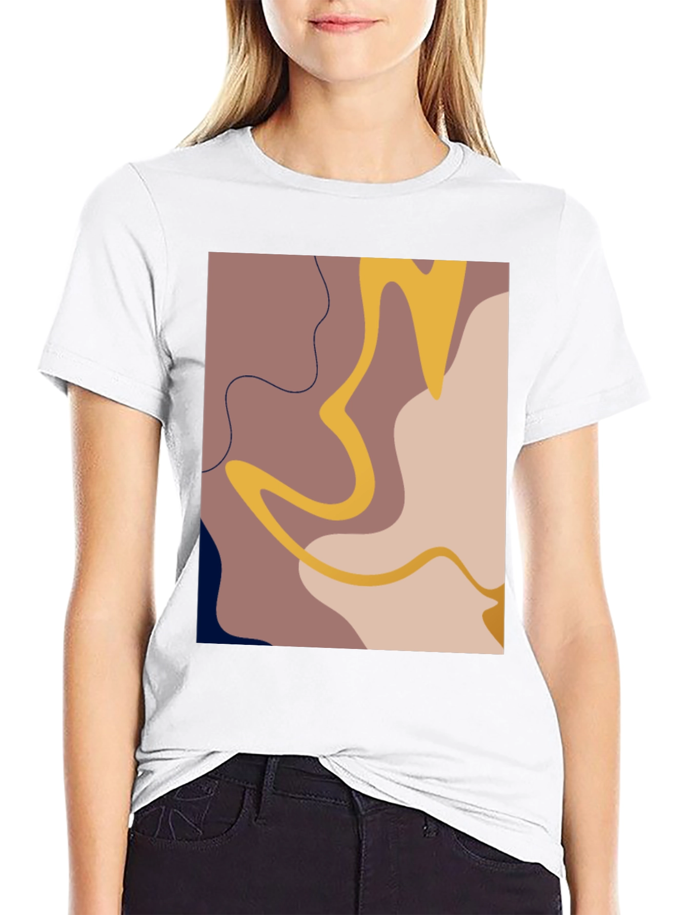 Black Abstract Graphic Print T-Shirt - Modern Art Tee view 9