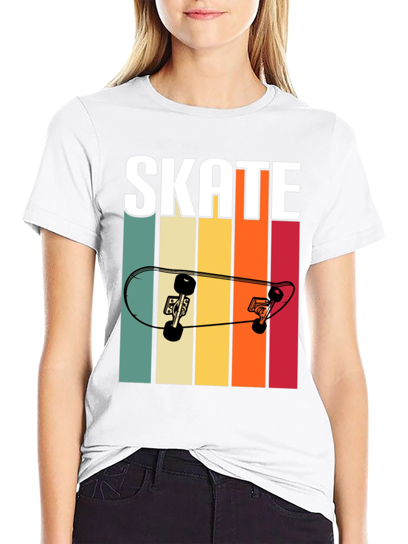 Black Retro Skate T-Shirt - Cool Skateboard Design view 9