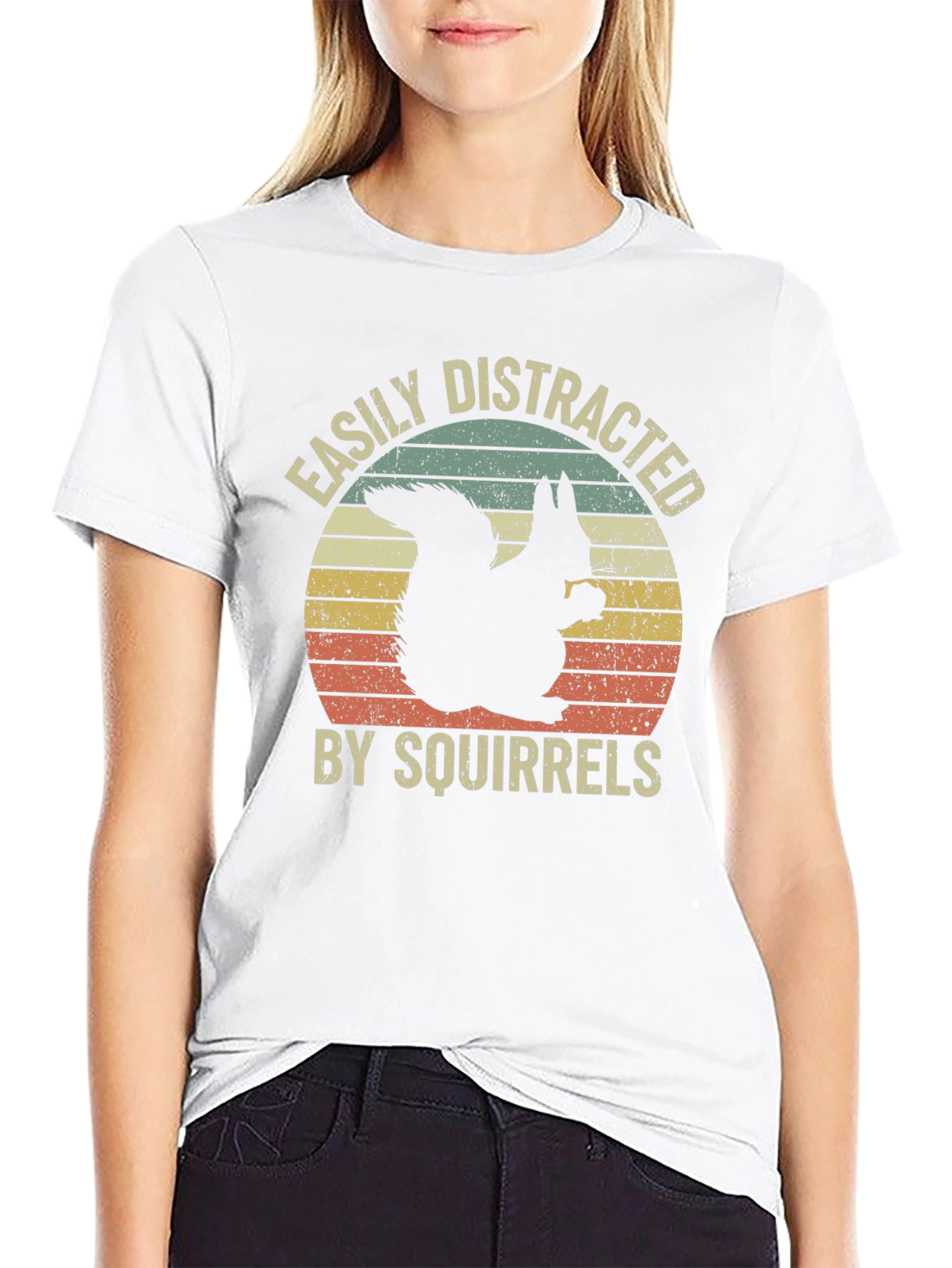 Black Easily Distracted By Squirrels Graphic Tee view 9